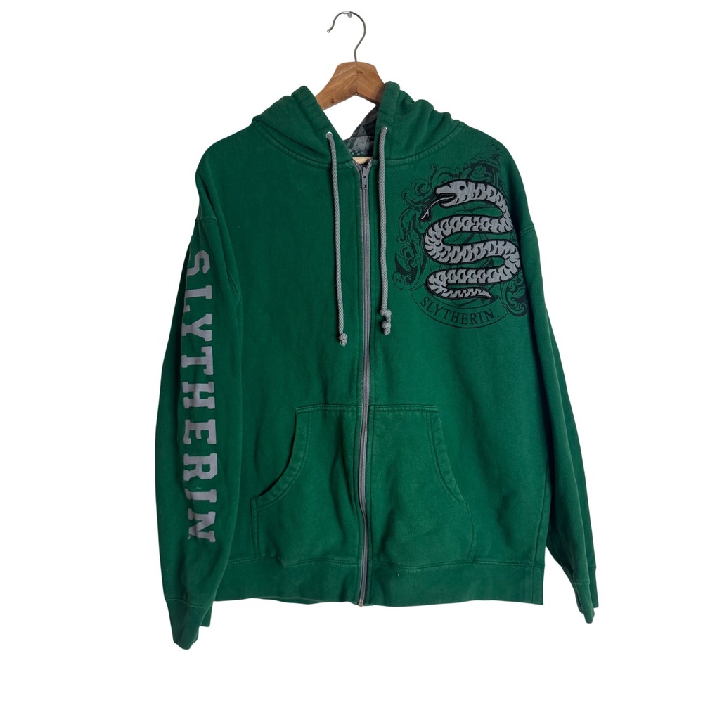 The Wizarding World of Harry Potter Men's Slytherin Full Zip Hoodie Green Size L